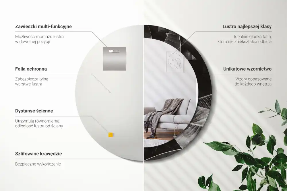 Tiskano okroglo ogledalo Tropske palme