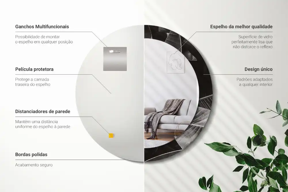 Tiskano okroglo ogledalo Tropske palme