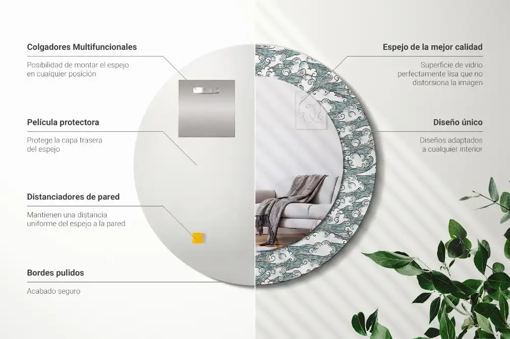 Okroglo okrasno ogledalo Oblaki