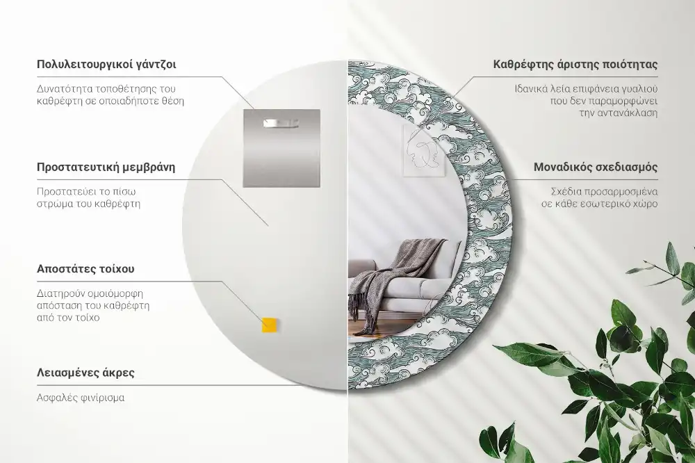 Okroglo okrasno ogledalo Oblaki