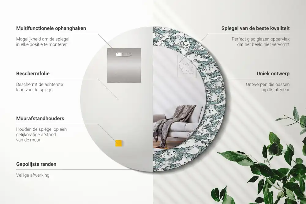 Okroglo okrasno ogledalo Oblaki