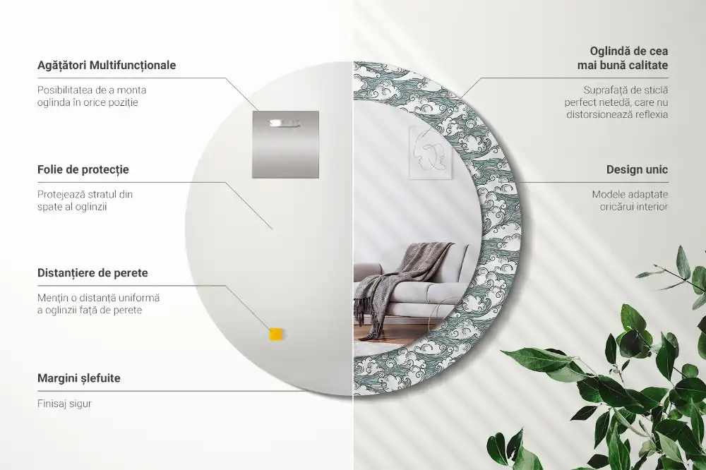 Okroglo okrasno ogledalo Oblaki