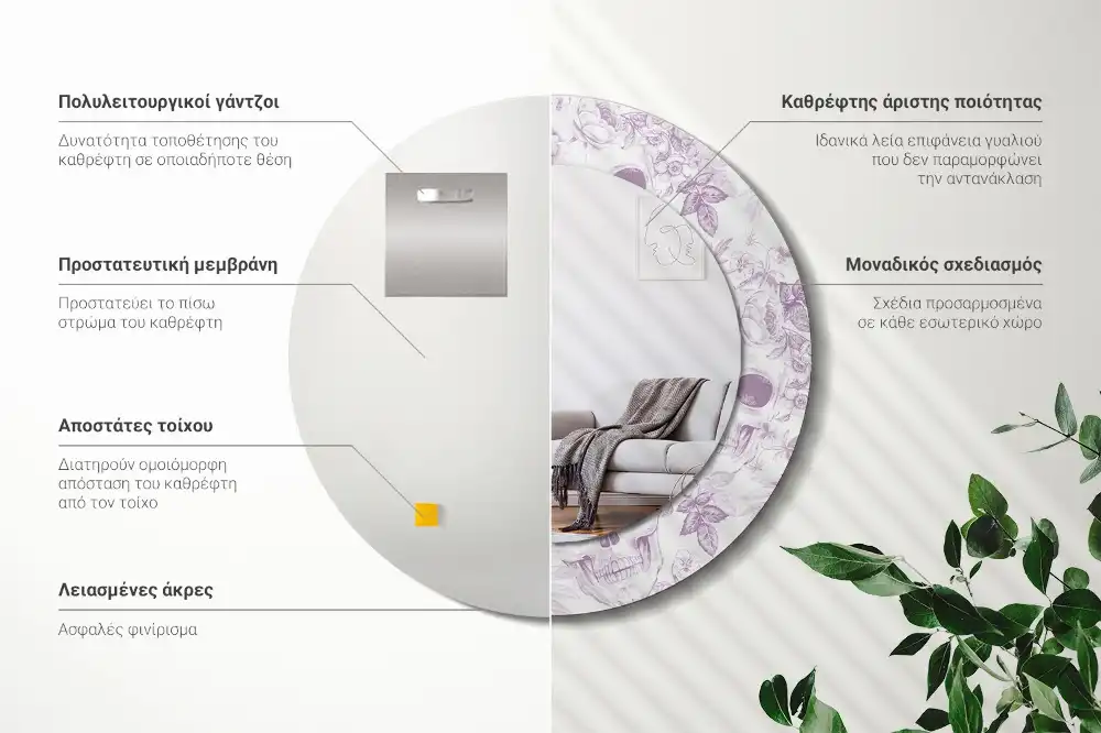 Okroglo stensko okrasno ogledalo Lobanje