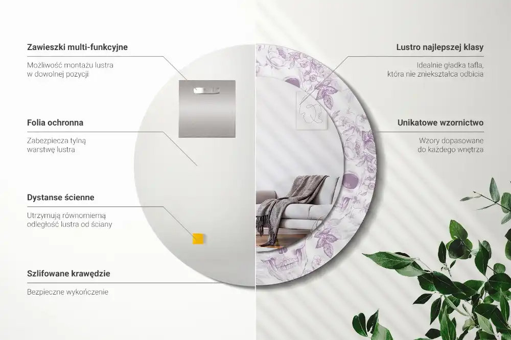 Okroglo stensko okrasno ogledalo Lobanje