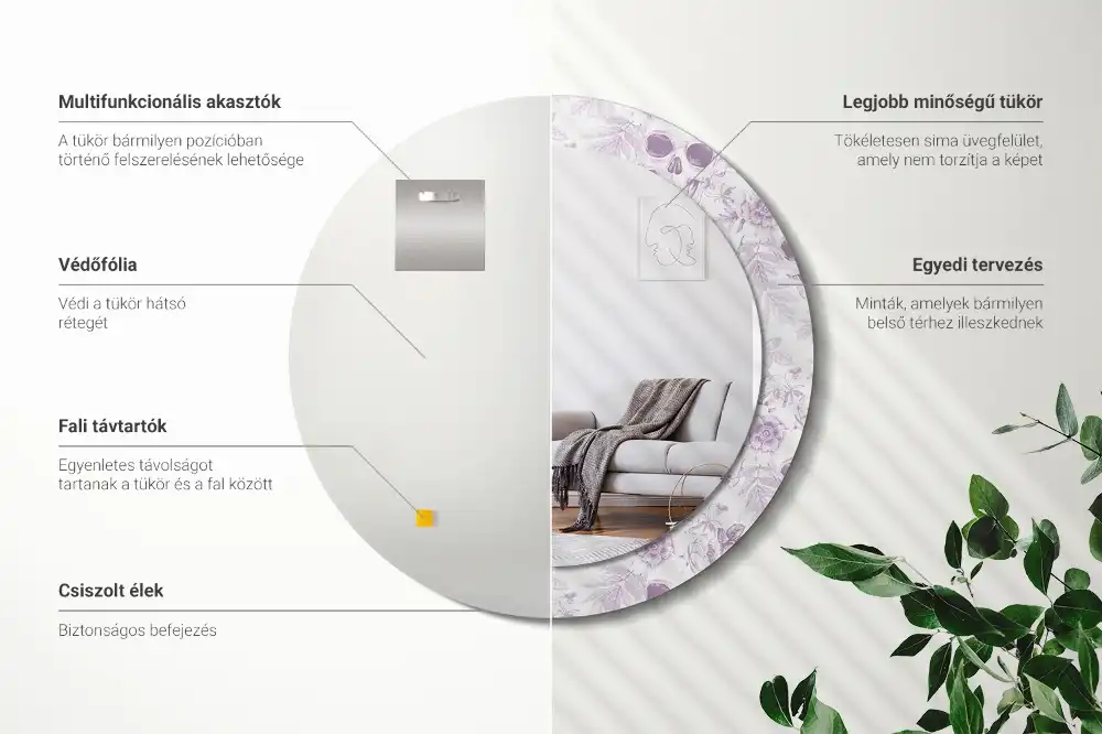 Okroglo stensko okrasno ogledalo Lobanje