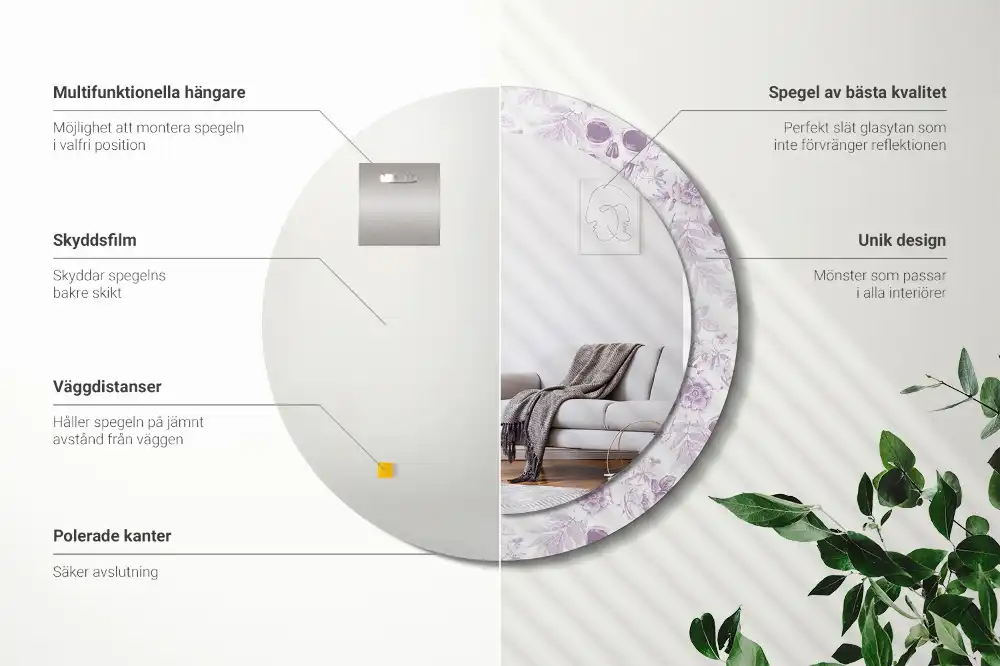 Okroglo stensko okrasno ogledalo Lobanje