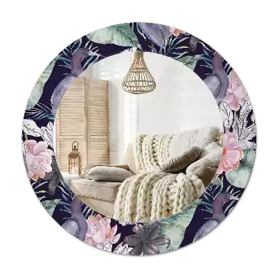 Okroglo stensko okrasno ogledalo Čaplje ptice