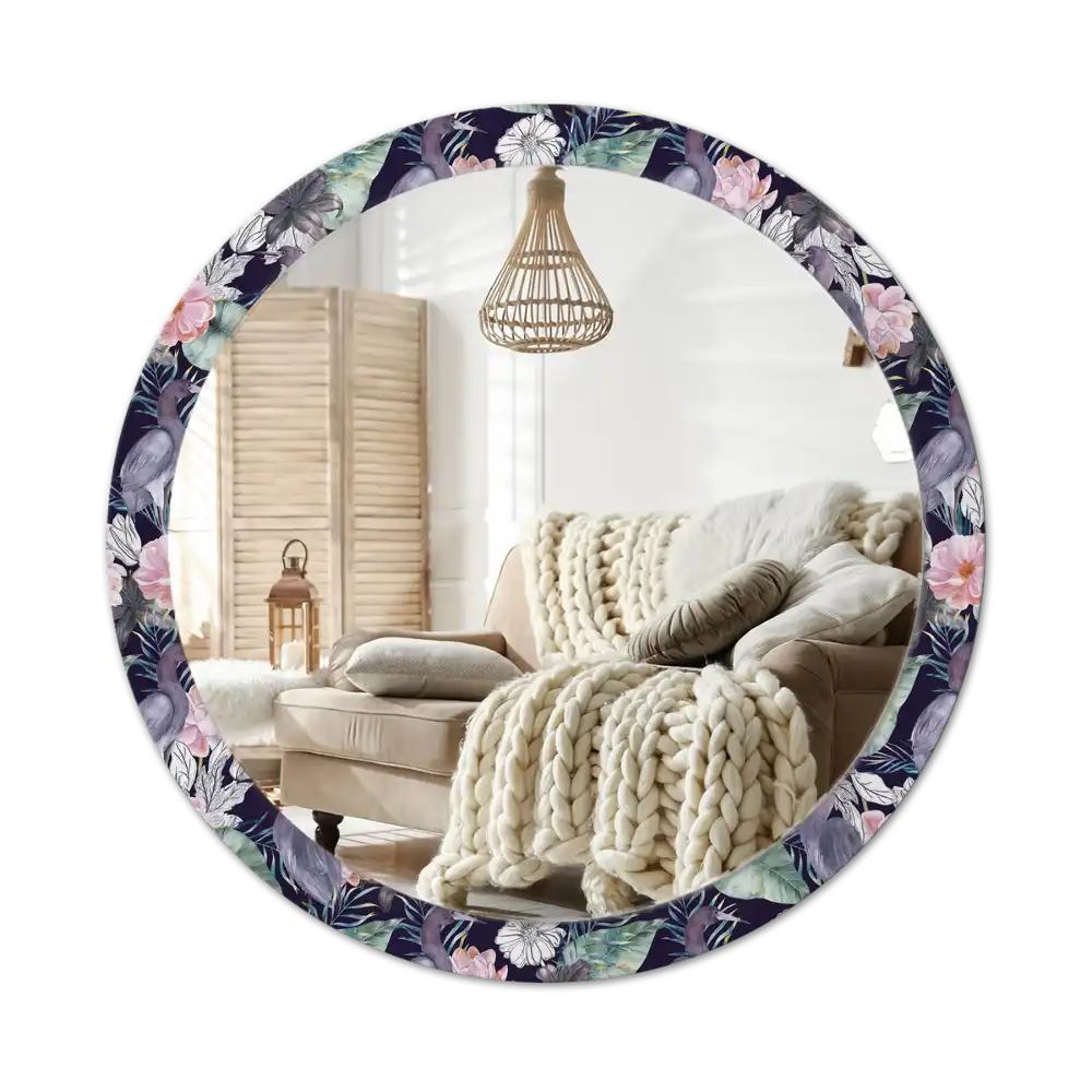 Okroglo stensko okrasno ogledalo Čaplje ptice