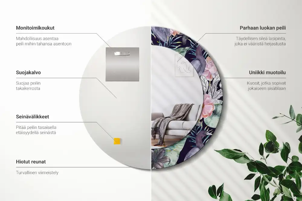 Okroglo stensko okrasno ogledalo Čaplje ptice