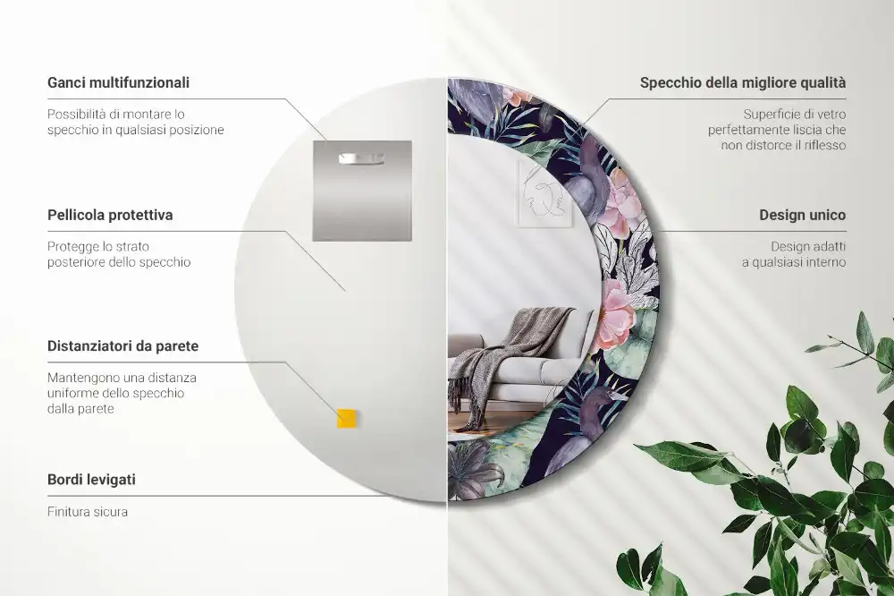 Okroglo stensko okrasno ogledalo Čaplje ptice