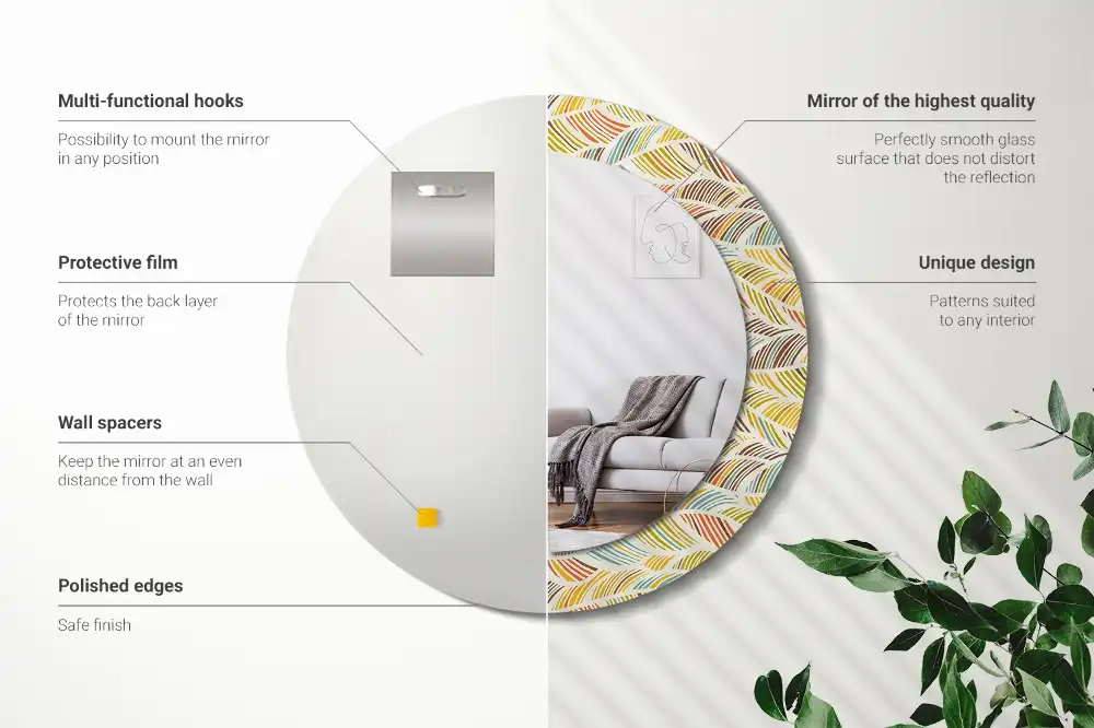 Okroglo stensko okrasno ogledalo Povzetek