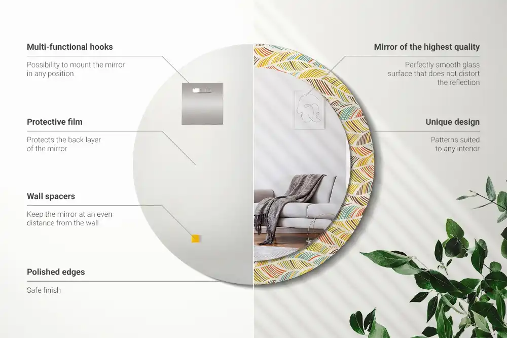 Okroglo stensko okrasno ogledalo Povzetek