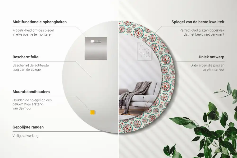 Okroglo okrasno ogledalo Boho vzorec