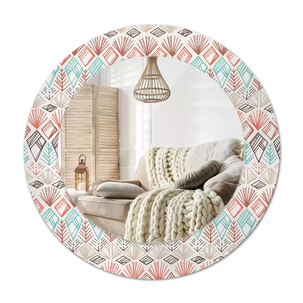 Okroglo stensko okrasno ogledalo Etnični vzorec