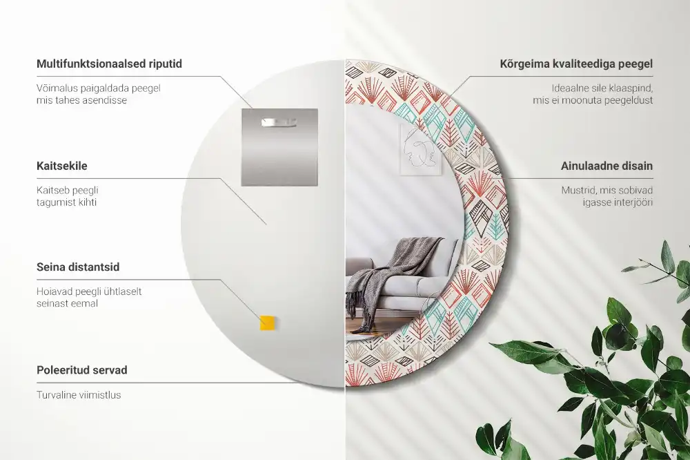 Okroglo stensko okrasno ogledalo Etnični vzorec