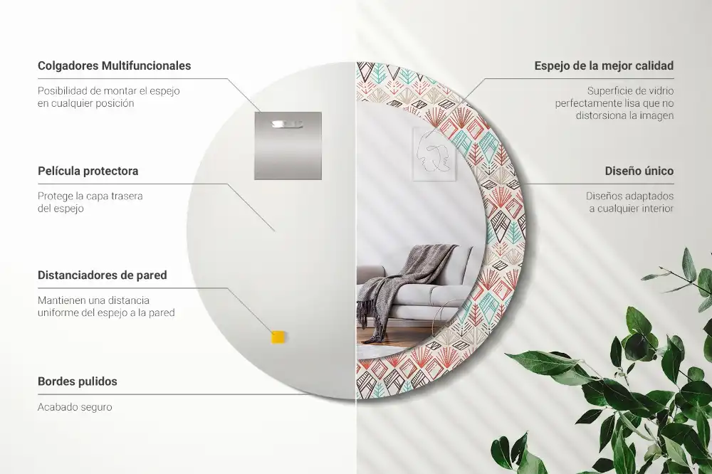 Okroglo stensko okrasno ogledalo Etnični vzorec