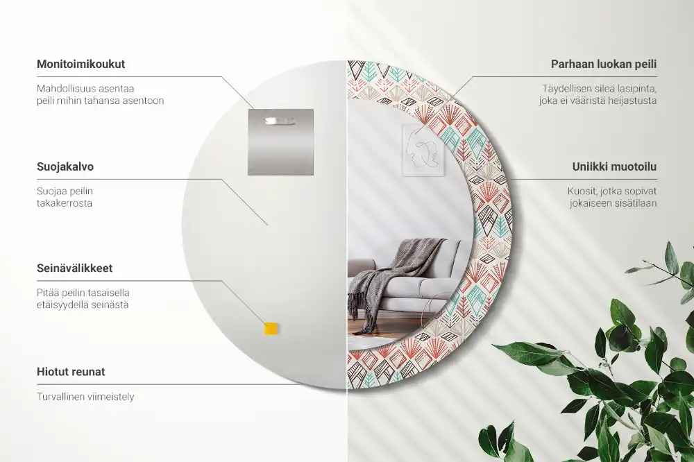 Okroglo stensko okrasno ogledalo Etnični vzorec