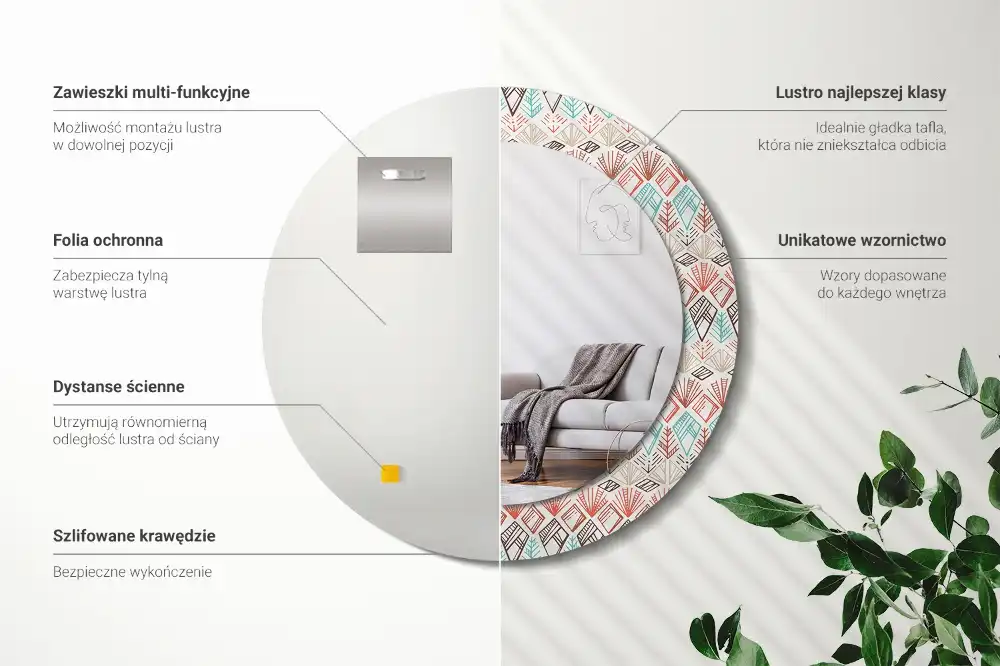 Okroglo stensko okrasno ogledalo Etnični vzorec