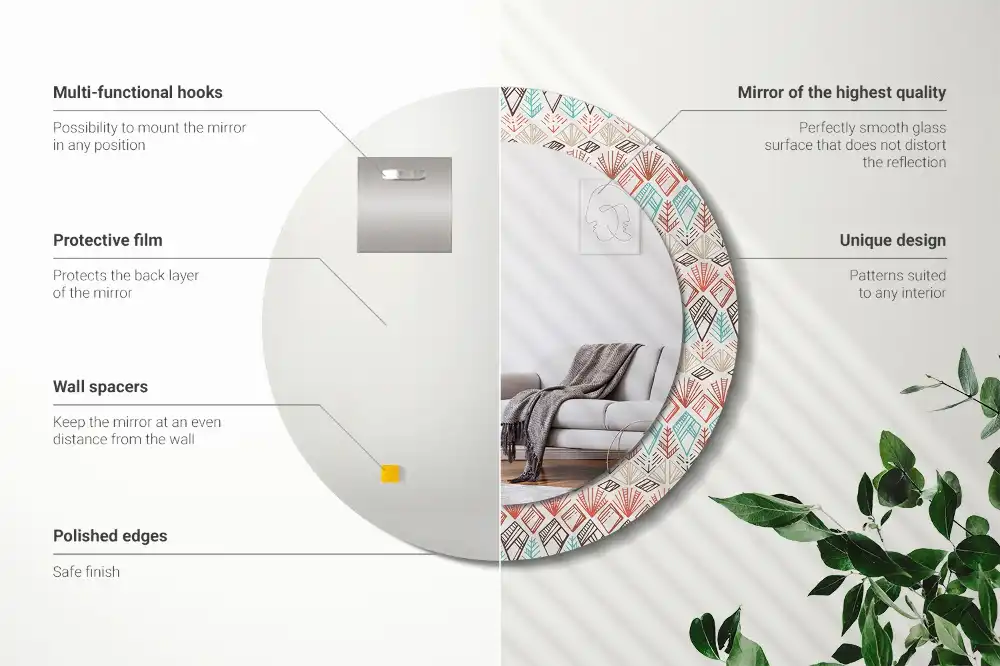 Okroglo stensko okrasno ogledalo Etnični vzorec