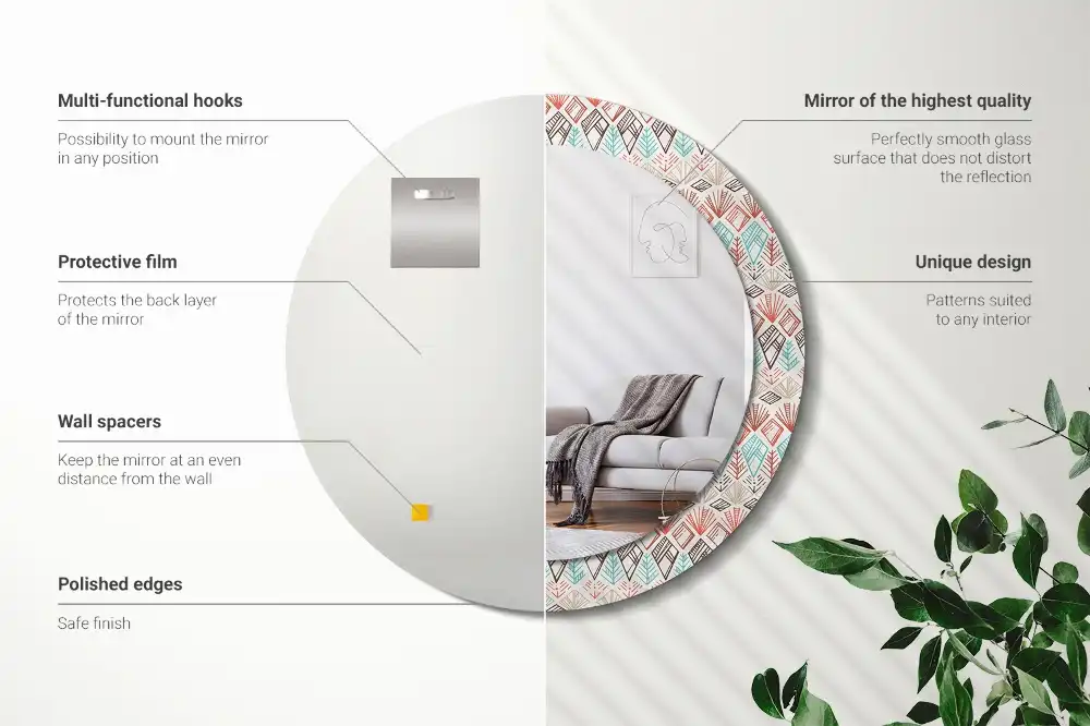 Okroglo stensko okrasno ogledalo Etnični vzorec