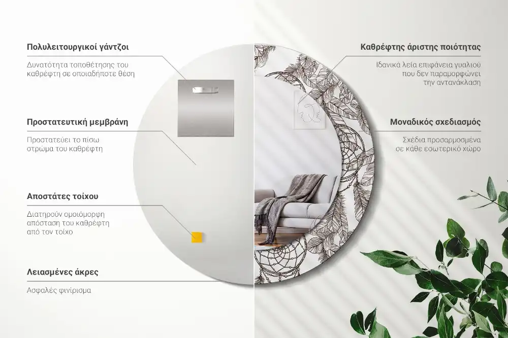 Tiskano okroglo ogledalo Lovilec sanj