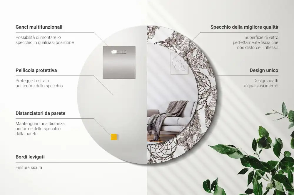 Tiskano okroglo ogledalo Lovilec sanj