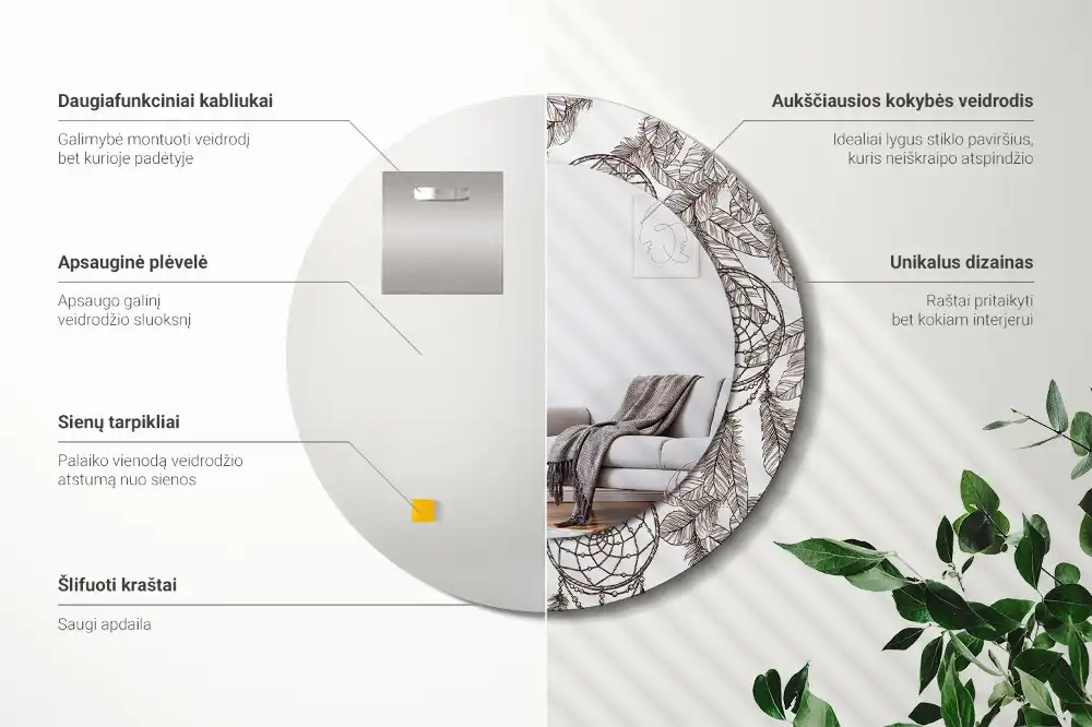 Tiskano okroglo ogledalo Lovilec sanj