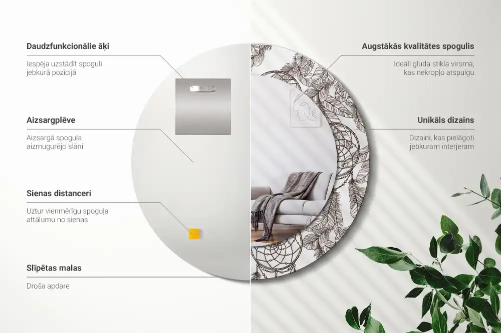 Tiskano okroglo ogledalo Lovilec sanj