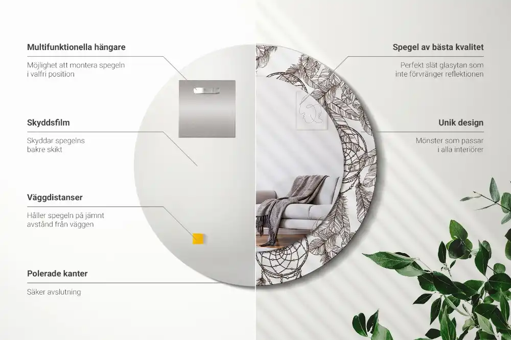 Tiskano okroglo ogledalo Lovilec sanj