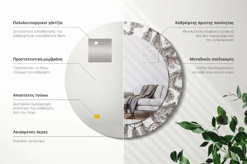 Tiskano okroglo ogledalo Lovilec sanj