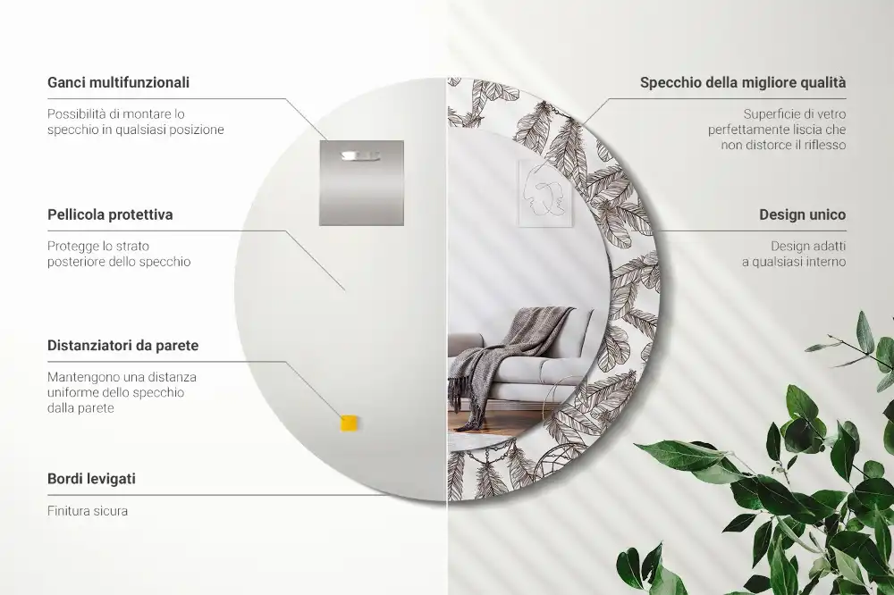 Tiskano okroglo ogledalo Lovilec sanj