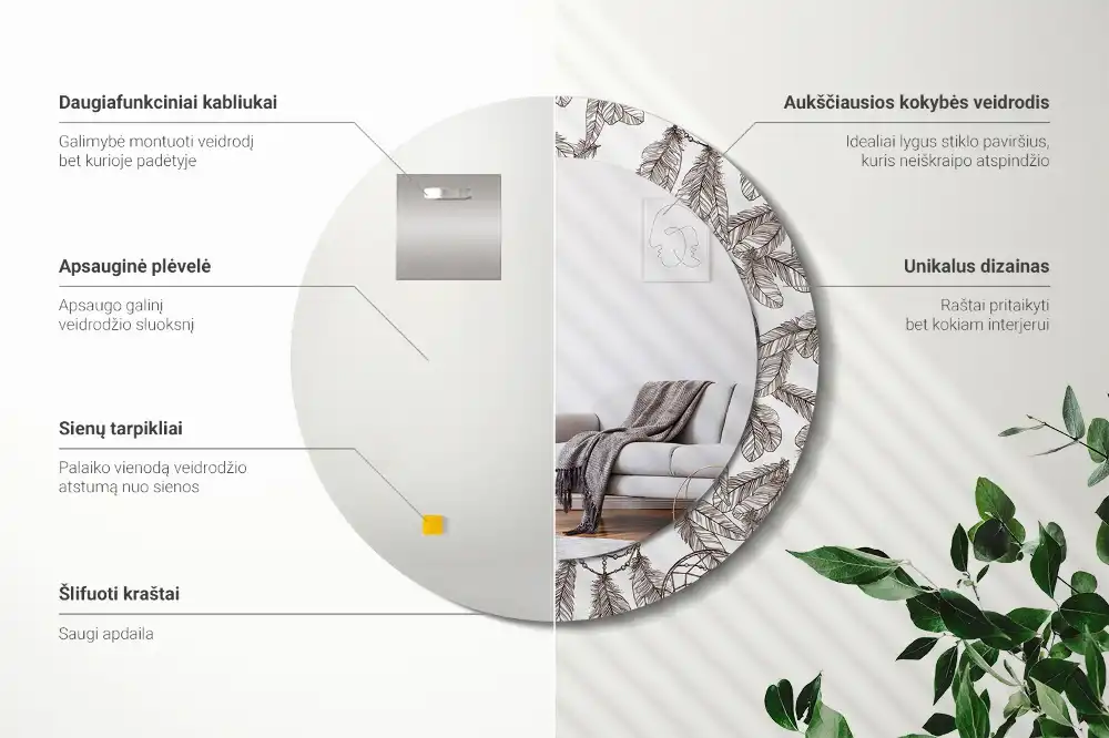 Tiskano okroglo ogledalo Lovilec sanj