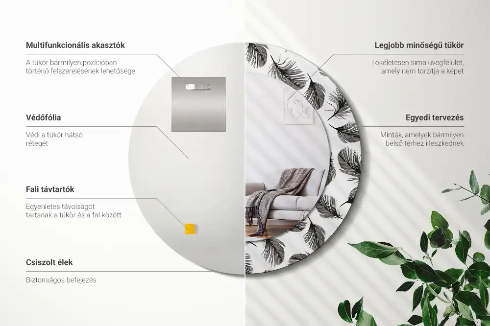 Okroglo okrasno ogledalo perje