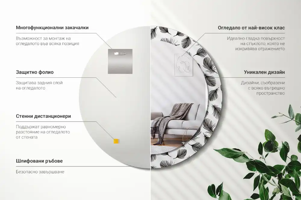 Okroglo okrasno ogledalo perje