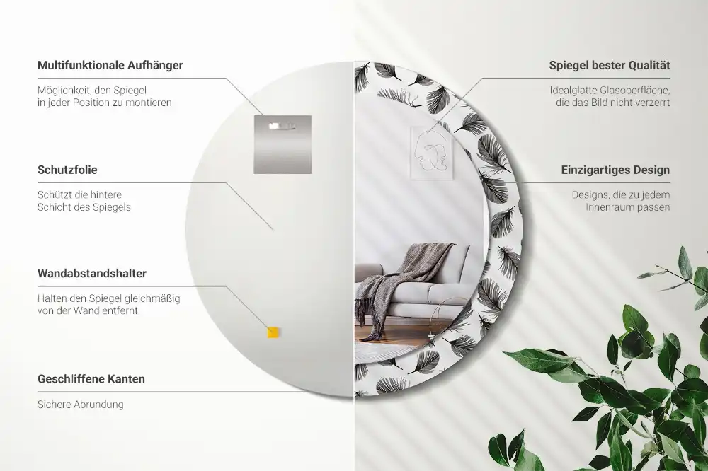 Okroglo okrasno ogledalo perje