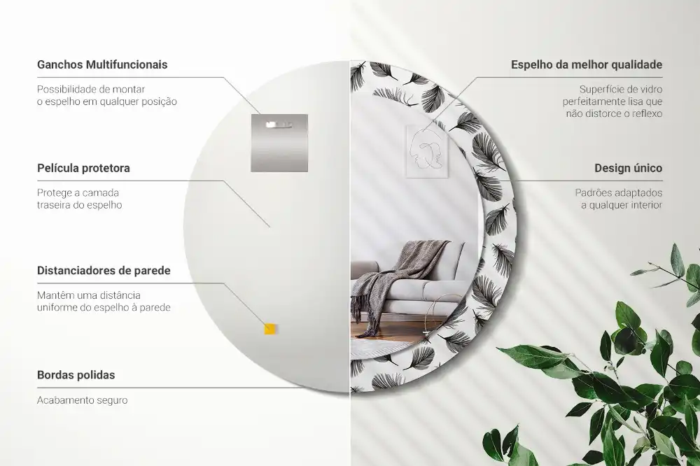 Okroglo okrasno ogledalo perje