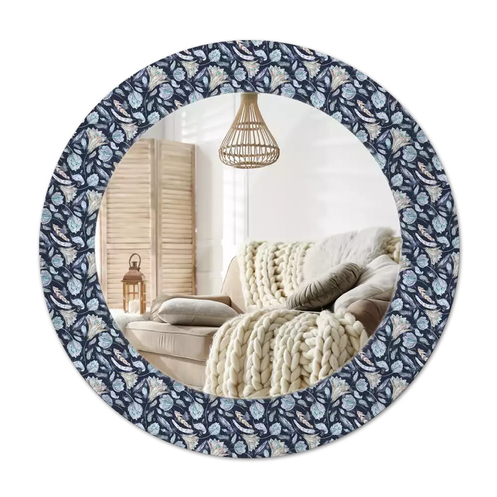 Okroglo stensko okrasno ogledalo Boho vzorec