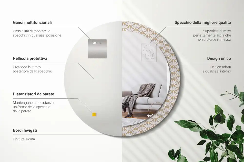 Okroglo okrasno ogledalo Orientalski cvet