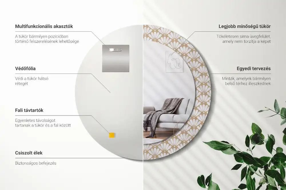 Okroglo okrasno ogledalo Orientalski cvet