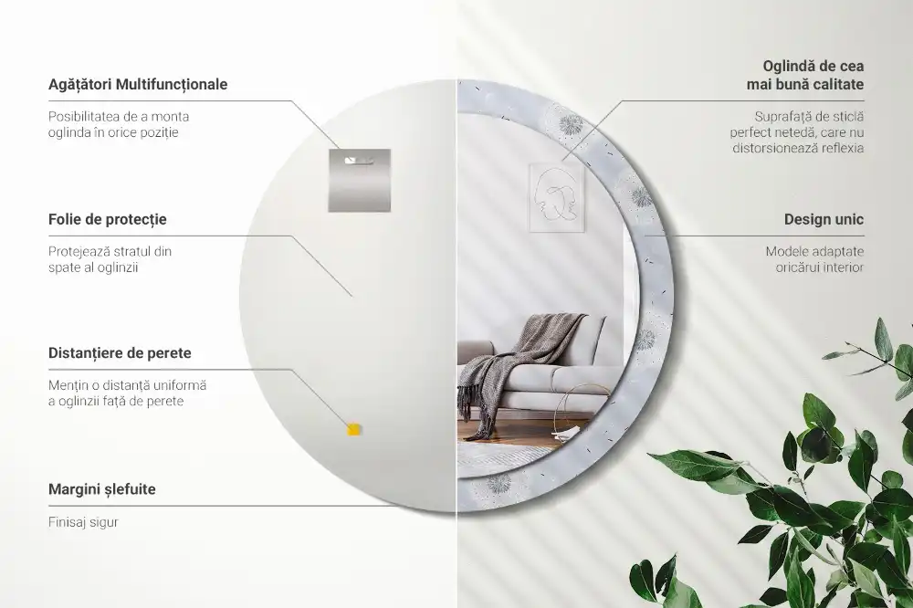 Okroglo stensko okrasno ogledalo Regrat