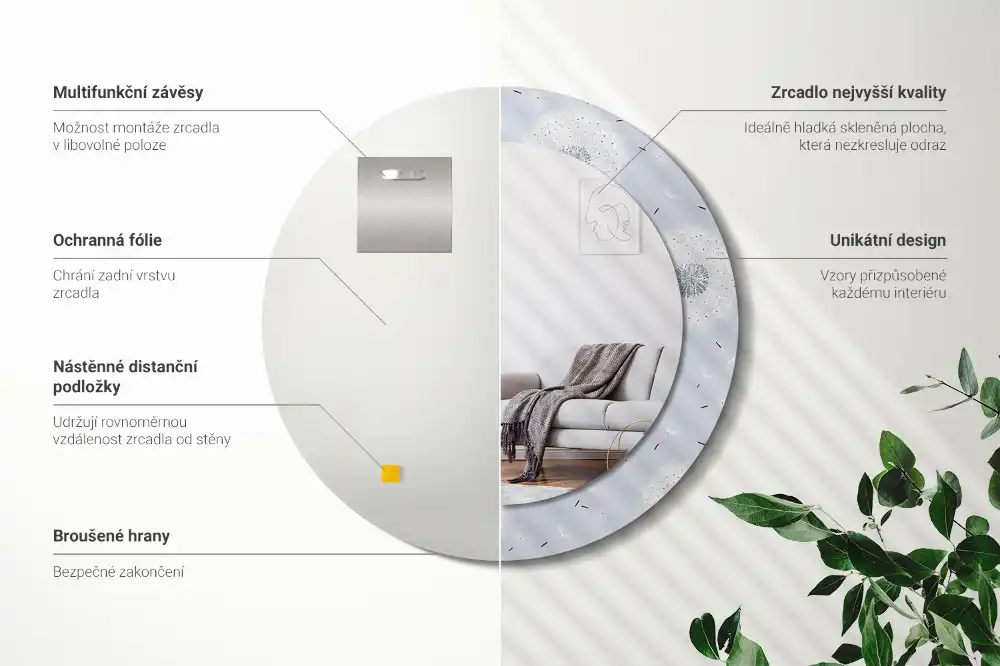 Okroglo stensko okrasno ogledalo Regrat