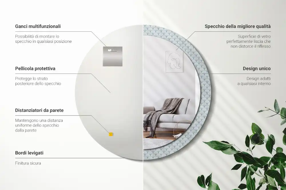 Okroglo okrasno ogledalo Retro vintage vzorec