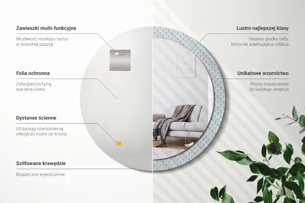 Okroglo okrasno ogledalo Retro vintage vzorec