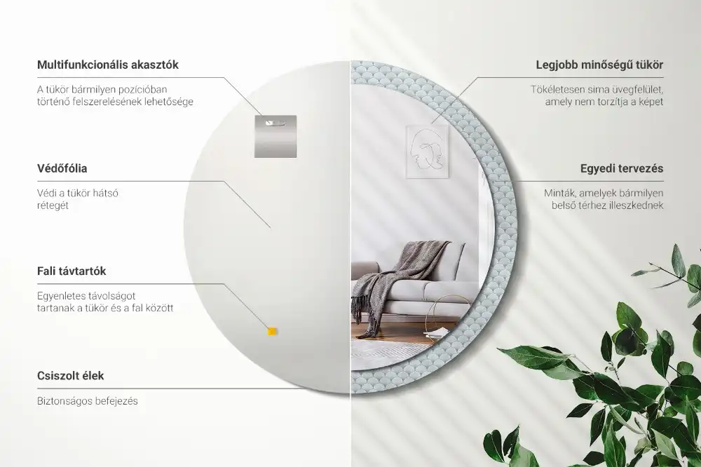 Okroglo okrasno ogledalo Retro vintage vzorec