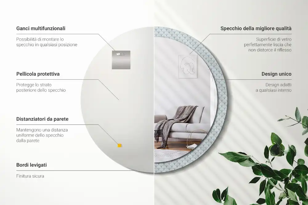 Okroglo okrasno ogledalo Retro vintage vzorec