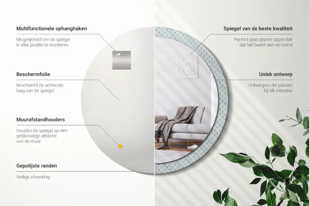 Okroglo okrasno ogledalo Retro vintage vzorec