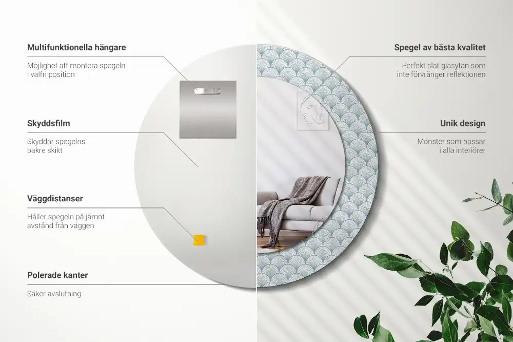 Okroglo okrasno ogledalo Retro vintage vzorec