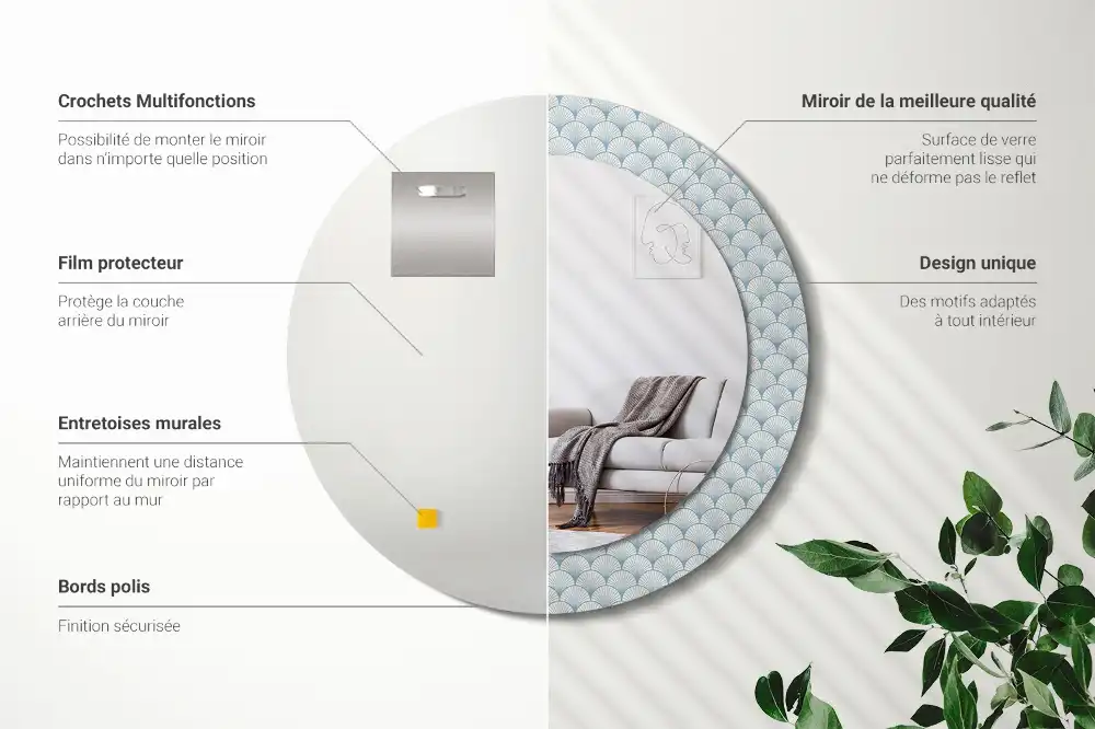 Okroglo okrasno ogledalo Retro vintage vzorec