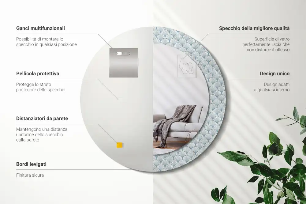 Okroglo okrasno ogledalo Retro vintage vzorec