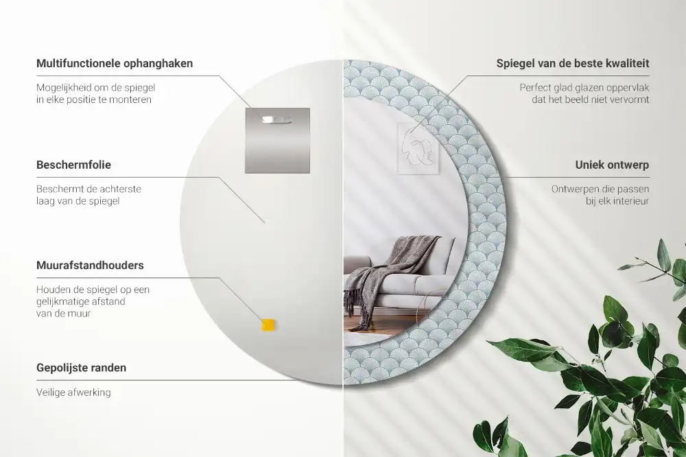 Okroglo okrasno ogledalo Retro vintage vzorec